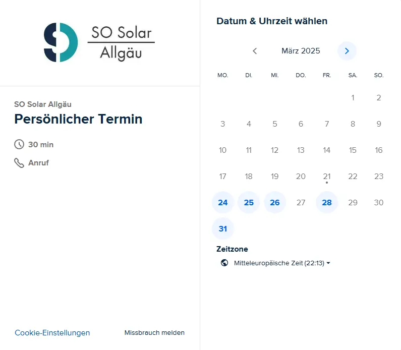 Vorschau der Weiterleitung zum Calendly Terminkalender